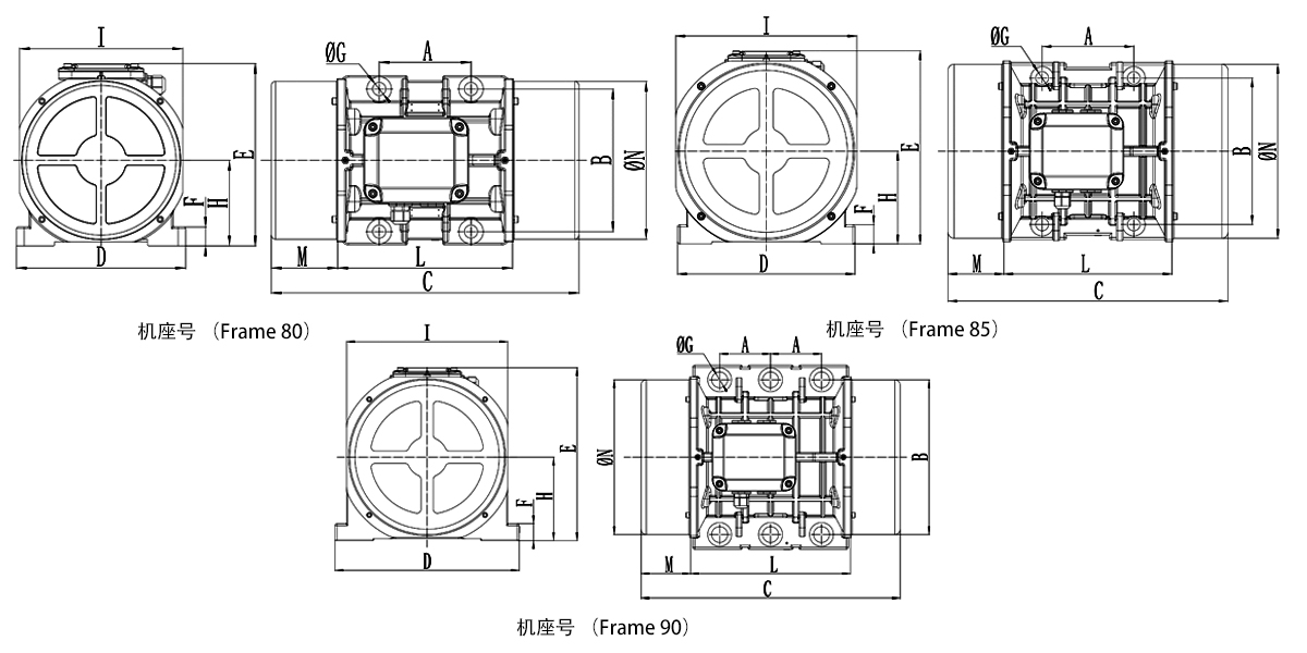 防爆振動電機尺寸